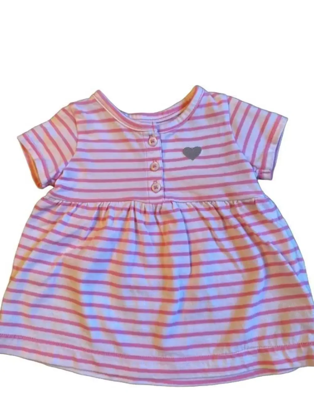 Carter's Baby Girl Pink and White Striped Peplum Top with Heart Detail H1105